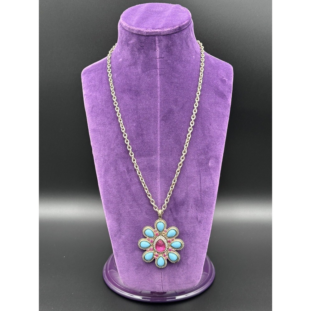 R.J. Graziano Vintage Glass Stone Southwest Pendant‎ Necklace